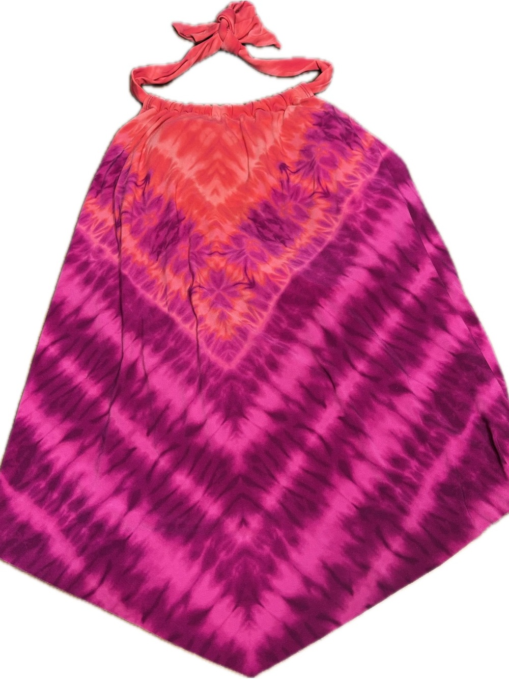 Tie-Dye Halter Neck tankini top in Fuchsia & Coral